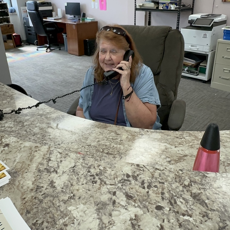 Lori at the front desk